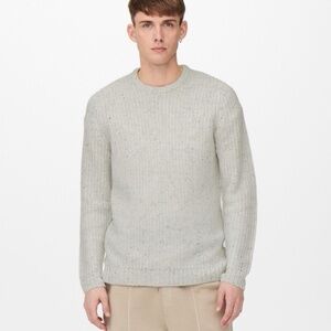 Men's Only Sons Mottled White Knit Sweater – Size XL